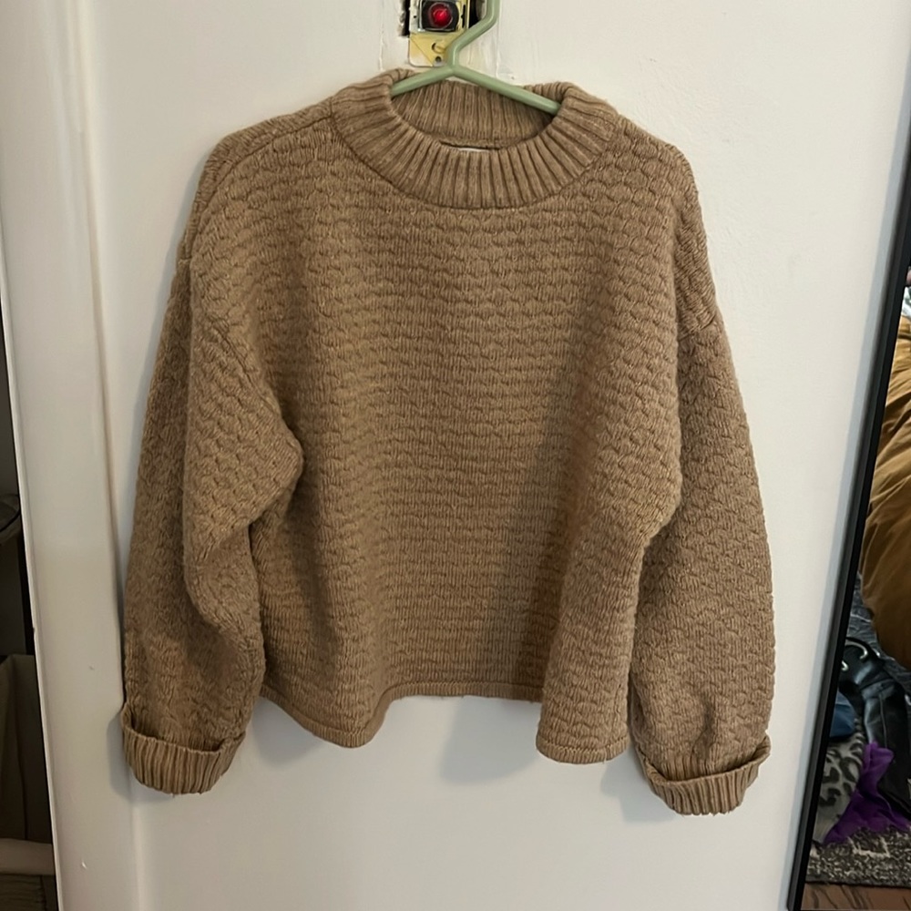Beige Zara Waffle Sweater
